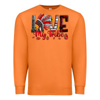 Carrot red black grey white love my tribe indian headdres Premium Sweatshirt - Artiststas