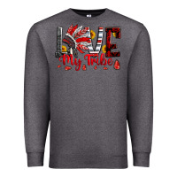 Charcoal Heather red black grey white love my tribe indian headdres Premium Sweatshirt - Artiststas