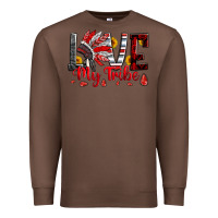 Chestnut red black grey white love my tribe indian headdres Premium Sweatshirt - Artiststas