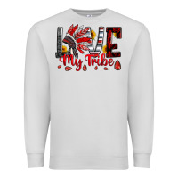 Dove Grey red black grey white love my tribe indian headdres Premium Sweatshirt - Artiststas