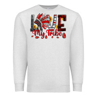 Oatmeal Heather red black grey white love my tribe indian headdres Premium Sweatshirt - Artiststas