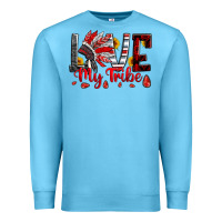 Ocean Blue red black grey white love my tribe indian headdres Premium Sweatshirt - Artiststas