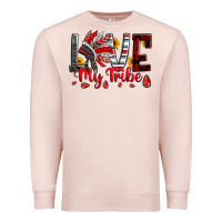 Pale Pink red black grey white love my tribe indian headdres Premium Sweatshirt - Artiststas