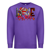 Purple red black grey white love my tribe indian headdres Premium Sweatshirt - Artiststas
