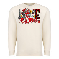 Sandshell red black grey white love my tribe indian headdres Premium Sweatshirt - Artiststas
