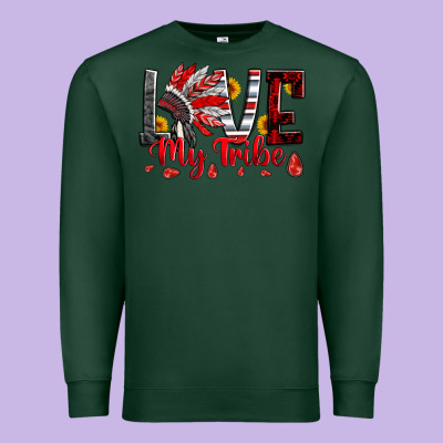 Red Black Grey White Love My Tribe Indian Headdres Premium Sweatshirt Designed By Artiststas