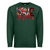 Sports Green red black grey white love my tribe indian headdres Premium Sweatshirt - Artiststas