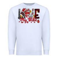 White red black grey white love my tribe indian headdres Premium Sweatshirt - Artiststas