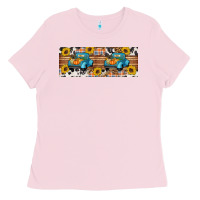 Bubblegum Pink Fall truck Ladies Tee - Artiststas