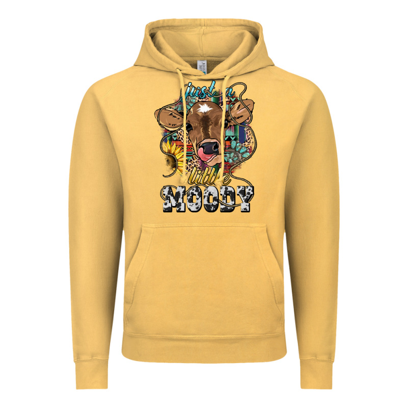 Just A Little Moody Baby Cow Vintage Hoodie by HowdyJamesFarm | Teevron