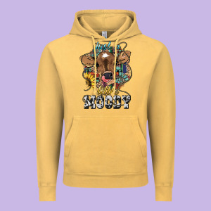 Just A Little Moody Baby Cow Vintage Hoodie Designed By Howdyjamesfarm