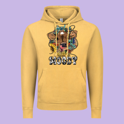 Just A Little Moody Baby Cow Vintage Hoodie Designed By Howdyjamesfarm
