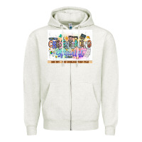 Oatmeal Heather asdfas Zipper Hoodie - CowhideDigitalArt