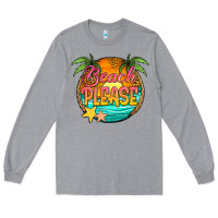 Heather Grey beach please Long Sleeve Tee - Jasminsmagicworld