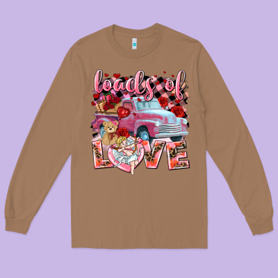 Loads Of Love Valentine's Day Truck Long Sleeve Tee Designed By Howdyjamesfarm