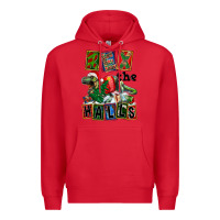 Red Rex The Halls Premium Hoodie - FaDigitalArtStudio