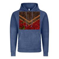 Vintage Denim red roses with leopard Vintage Hoodie - TumblerDesignByShophia