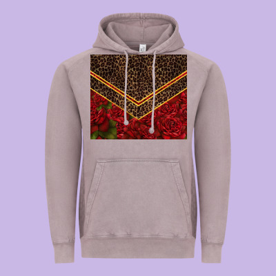Red Roses With Leopard Vintage Hoodie Designed By Tumblerdesignbyshophia