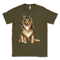 Army Green collie with bandanna Classic Tee - texasbilliewilder
