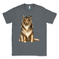 Charcoal Heather collie with bandanna Classic Tee - texasbilliewilder
