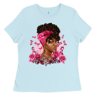 Baby Blue breast cancer afro woman Ladies Tee - Artiststas