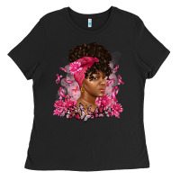 Black breast cancer afro woman Ladies Tee - Artiststas