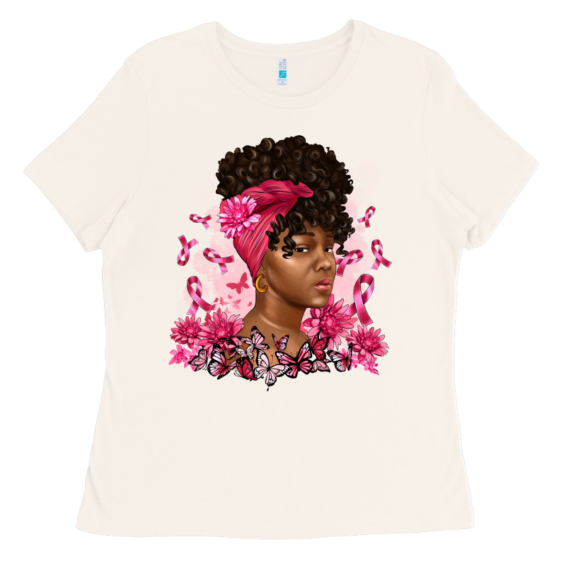 Breast Cancer Afro Woman Ladies Tee by Artiststas | Teevron