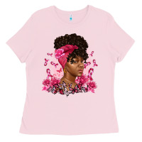 Bubblegum Pink breast cancer afro woman Ladies Tee - Artiststas