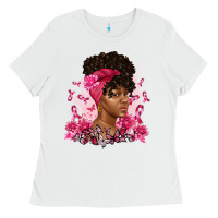White breast cancer afro woman Ladies Tee - Artiststas
