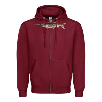 Burgundy Paddlefish Illustrations, Zipper Hoodie - LillyAllenDesigns