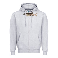 Heather Grey Paddlefish Illustrations, Zipper Hoodie - LillyAllenDesigns