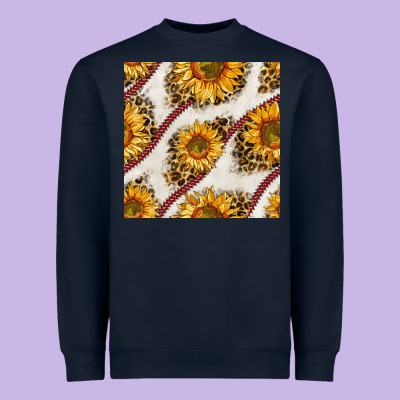 Baseball Sunflowers And Leopard Seamless Pattern Heavyweight Sweatshirt Designed By Bundleandbundleshop