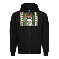 Black American Football Mom life Zipper Hoodie - CowhideDigitalArt