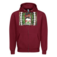 Burgundy American Football Mom life Zipper Hoodie - CowhideDigitalArt
