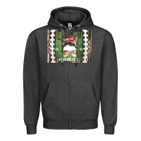Charcoal Heather American Football Mom life Zipper Hoodie - CowhideDigitalArt