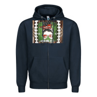 Navy American Football Mom life Zipper Hoodie - CowhideDigitalArt