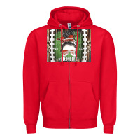 Red American Football Mom life Zipper Hoodie - CowhideDigitalArt