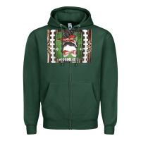 Sports Green American Football Mom life Zipper Hoodie - CowhideDigitalArt