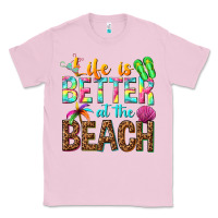 Bubblegum Pink Life is better at the beach Classic Tee - NancyCooperArtShop