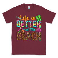 Burgundy Life is better at the beach Classic Tee - NancyCooperArtShop