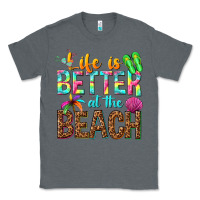 Charcoal Heather Life is better at the beach Classic Tee - NancyCooperArtShop