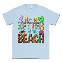 Dusty Blue Life is better at the beach Classic Tee - NancyCooperArtShop