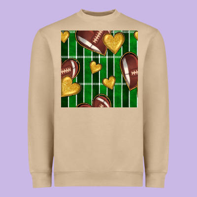 American Football Field And Hearts Seamless Pattern Heavyweight Sweatshirt Designed By Bundleandbundleshop