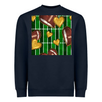Navy american football field and hearts seamless pattern Heavyweight Sweatshirt - BundleAndBundleShop