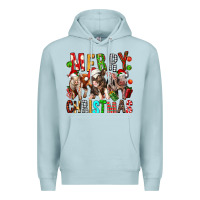 Blue Mist Merry christmas pigs Premium Hoodie - FaDigitalArtStudio
