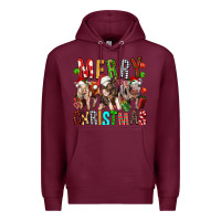 Burgundy Merry christmas pigs Premium Hoodie - FaDigitalArtStudio