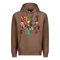 Chestnut Merry christmas pigs Premium Hoodie - FaDigitalArtStudio