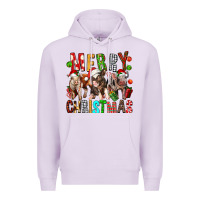 Lilac Merry christmas pigs Premium Hoodie - FaDigitalArtStudio