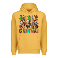 Mustard Merry christmas pigs Premium Hoodie - FaDigitalArtStudio