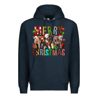 Navy Merry christmas pigs Premium Hoodie - FaDigitalArtStudio